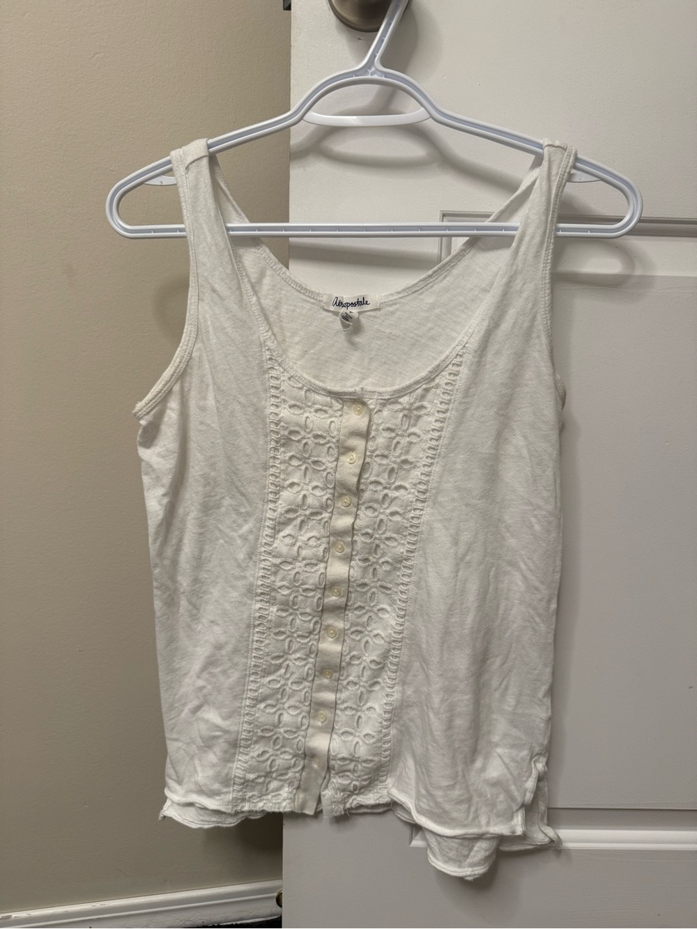 Aeropostale white Crochet-Trim Tank Top